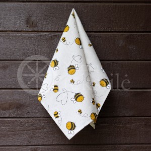 Colourful half-linen kitchen towel "Bees"